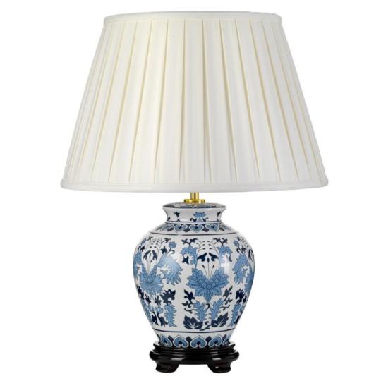 klasszikus kek mintas asztali lampa kezzel festett keramia elegans nappali diszes vilagitas mediterran ejjeliszekreny haloszoba ernyos textil rusztikus vintage lampak lameridiana lakberendezesi uzlet.jpg